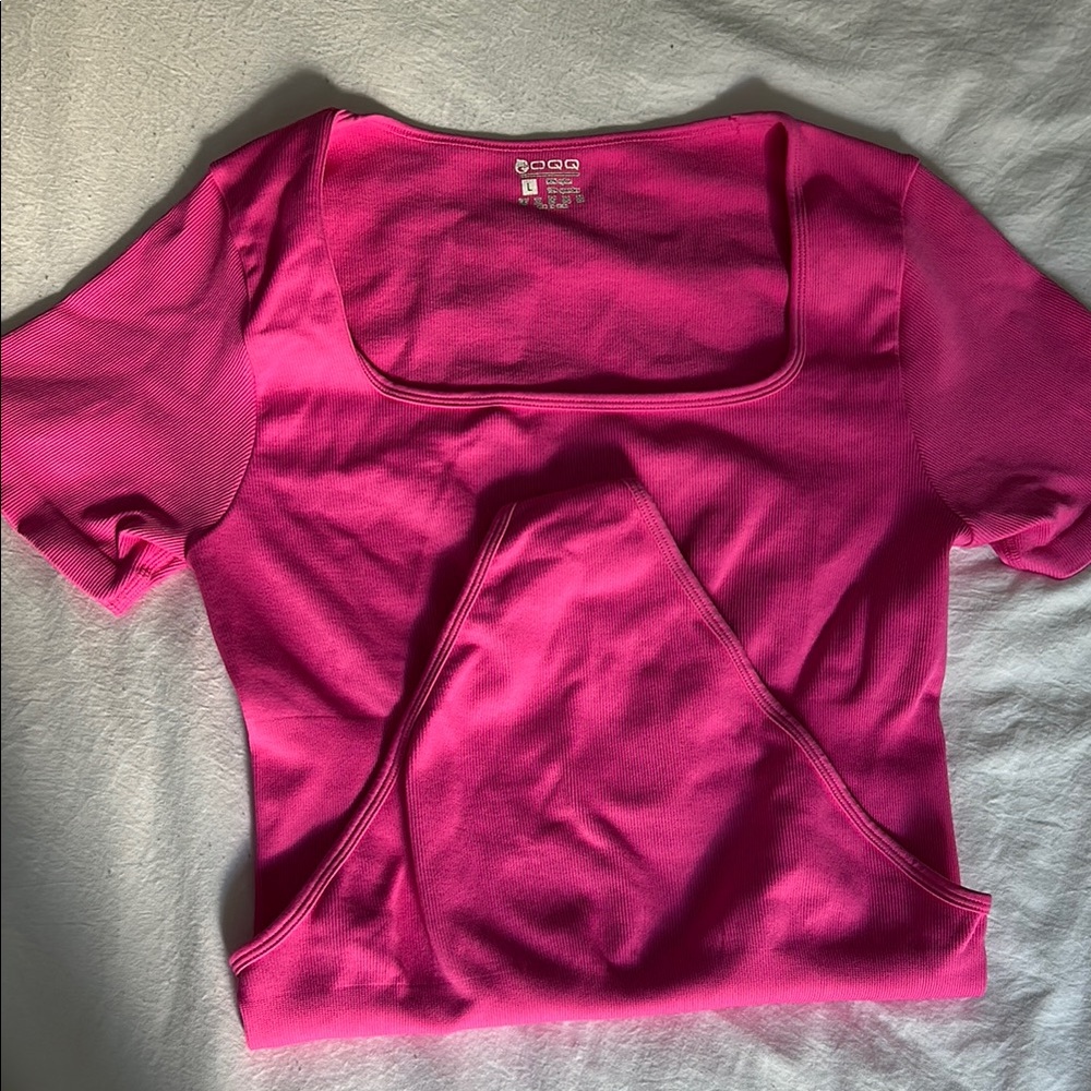 Women's Pink Square Neck Bodysuit